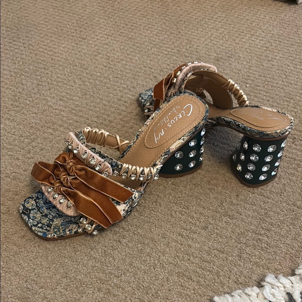 Circus by Sam Edelman “Vera” velour and rhinestone Block Heel Sandal